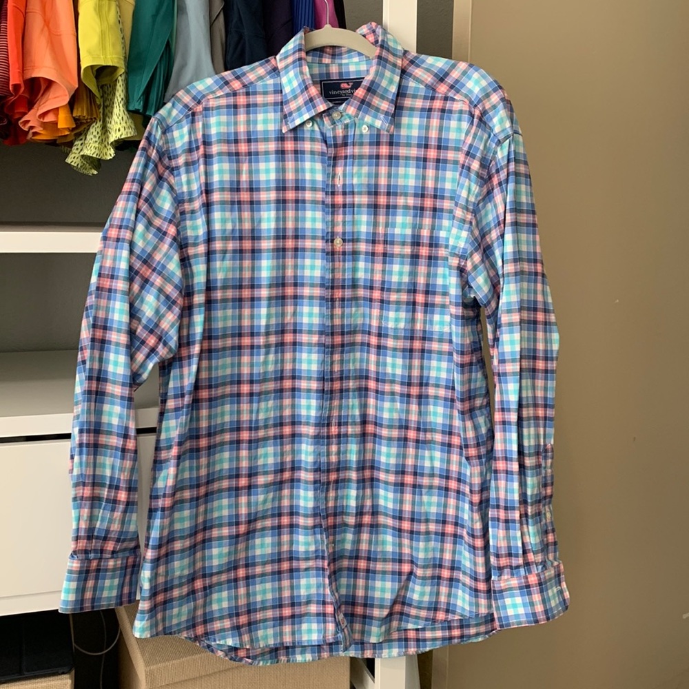 Vineyard Vines mens plaid button down shirt size L